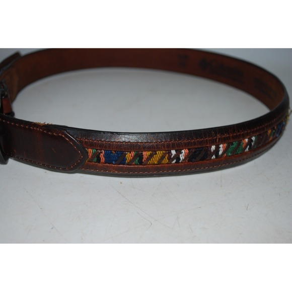 Vintage Columbia Leather Belt Southwestern Native Print Size 32 - Picture 2 of 4